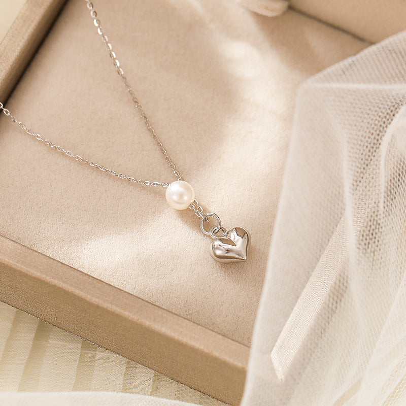 Wholesale S925 Silver  Pearl Love Necklace